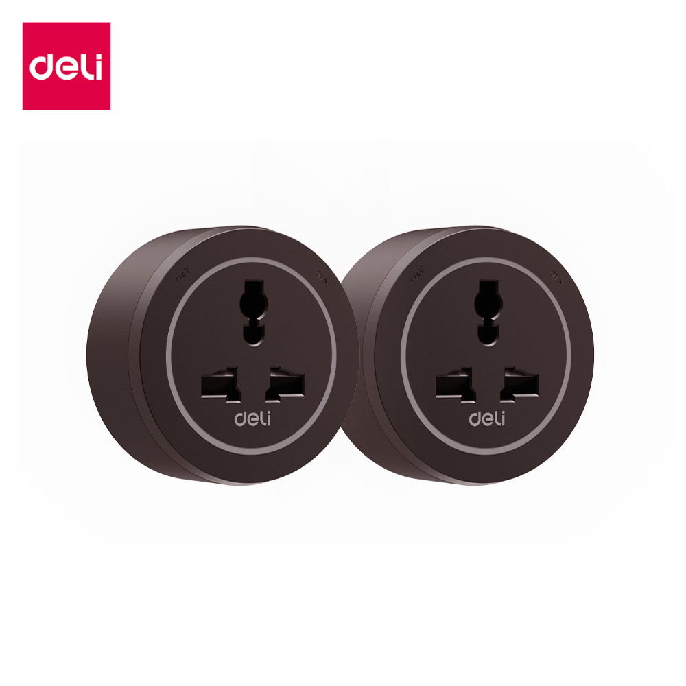 อแดปเตอร์ DELI ET889-BK-02 2500W 10A สีดำ 2ชิ้น